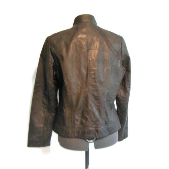 NWT Bernardo Genuine Dark Gray Leather Jacket - M - Picture 5 of 8